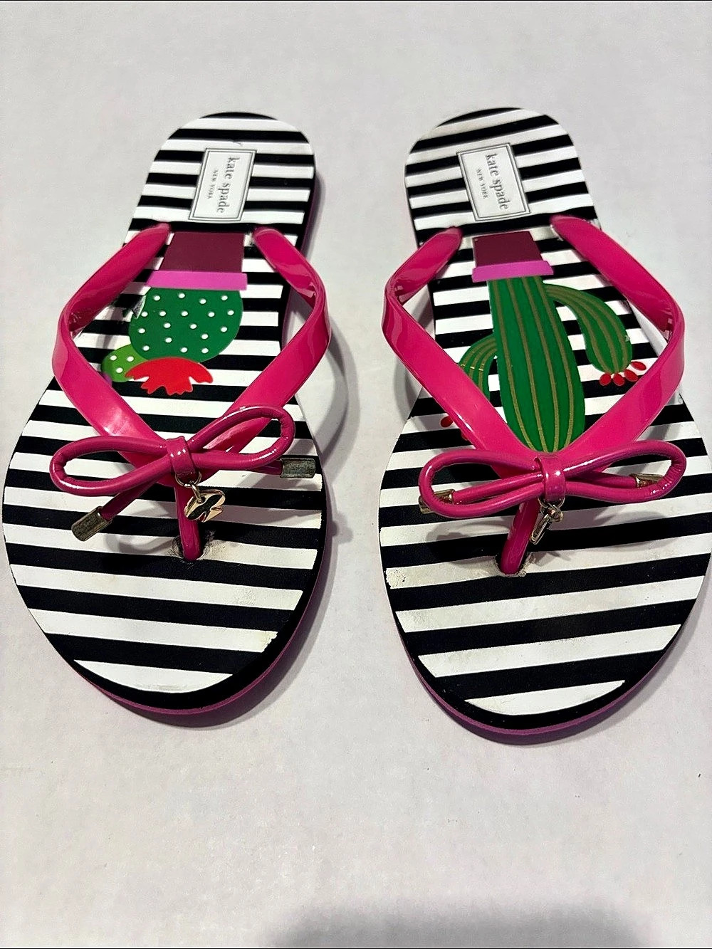 kate spade Nassau Cactus Flip Flops Pink & Black